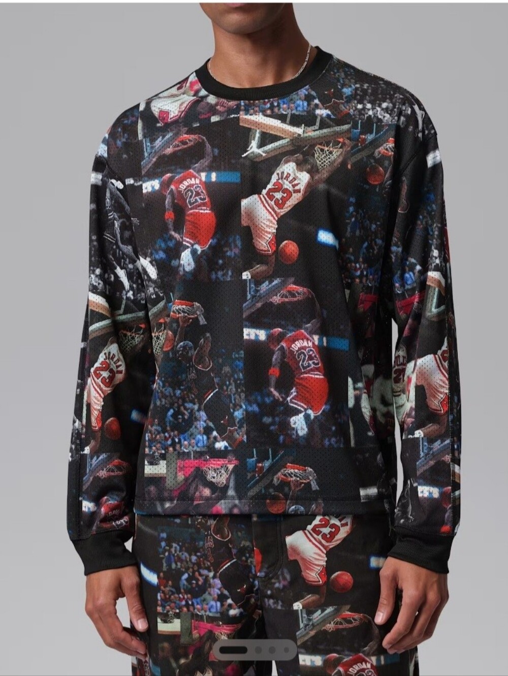 Nike JORDAN Flight Black Graphic Basketball Printed Long Sleeve Jersey UNISEX